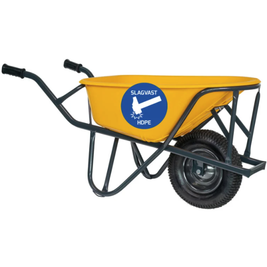 Kruiwagen Hummer HDPE 90 liter geel