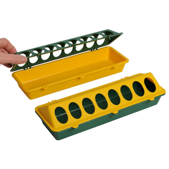 Kuikenvoerbak 30cm geel/groen Kuikenvoerbak 30cm geel/groen