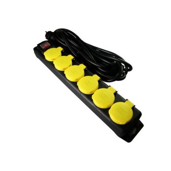 Stekkerdoos 6voudig + schakelaar 5 meter