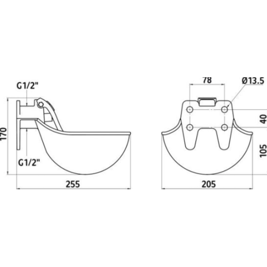 Drinkbak metaal met lepel RVS