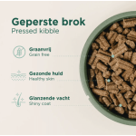 Geperste graanvije voeding voor volwassen honden 