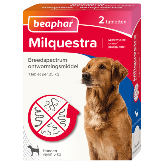 Beaphar Milquestra hond 5-50kg 2 tabletten