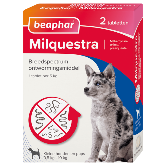 Beaphar Milquestra hond pup <10kg 2 tabletten