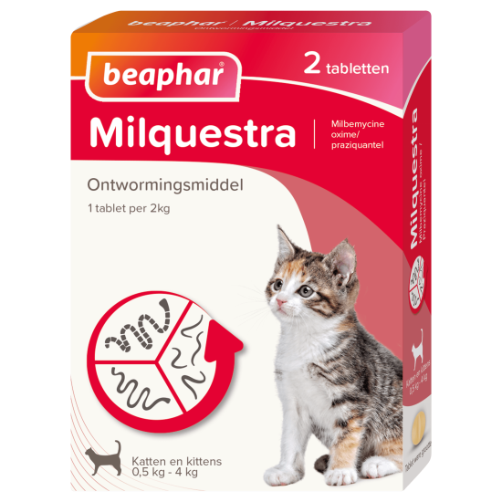 Beaphar Milquestra kat/kitten <4kg 2 tabletten