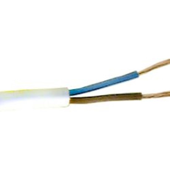 Vinyl kabel rond wit 2X0.75 ROL