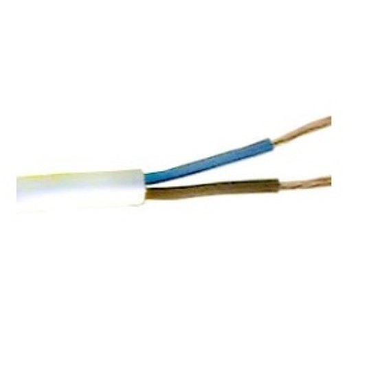 Vinyl kabel rond wit 2X0.75 ROL