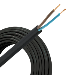 Vinyl kabel rondsnoer zwart 2x0.75 (100M rol)