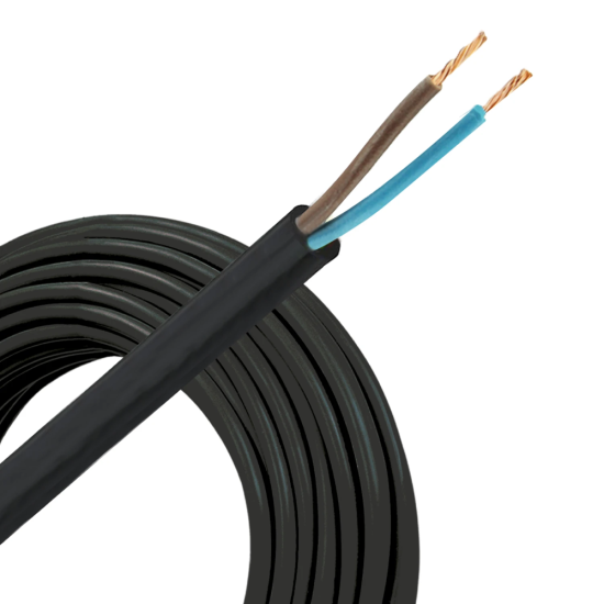 Vinyl kabel rondsnoer zwart 2x0.75 (per rol) Vinyl kabel rondsnoer zwart 2x0.75 (per rol)
